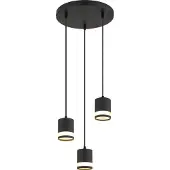 Globo Lighting Suspension LED, noir, 3 flammes, H 110 cm