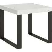 Itamoby Table Extensible 90X90/246 Cm Tecno Frêne Blanc Structure Anthracite