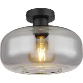 Globo Plafonnier noir Giuseppe verre de fumée