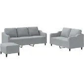 vidaXL Ensemble de canapés 3 pièces avec coussins Tissu gris clair