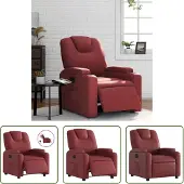 The Living Store Fauteuil relax électrique vin rouge similicuir