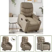 The Living Store Fauteuil relax releveur électrique Cappuccino similicuir