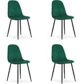 Leobert Chaise - - Asti - Velours Vert Foncé - 44,5 X 50,5 X 87,5 Cm - Lot De 4