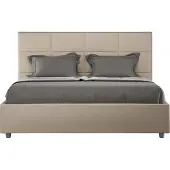 Ityhome - Lit double avec sommier rembourré 140x190 similicuir taupe Mika
