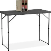 Relaxdays Table de jardin pliable , dimensions : 74 x 120 x 60 cm, plastique, acier, hauteur réglable, 6 personnes, table de camping, gris