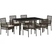 Syfax Ensemble de salle à manger pour jardin 7 pcs Marron polyrotin
