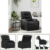 The Living Store Fauteuil Relax Noir Similicuir
