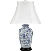 Elstead Lighting Lampe de table Blue Ginger Jar, blanche et bleue, 1xE27x60W, porcelaine, dimensions : 57x36x16 cm, IP20, Elstead