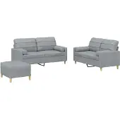 vidaXL Ensemble de canapés 3 pièces avec coussins Tissu gris clair