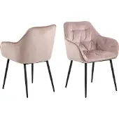 Ebuy24 Bruks Chaise de salle à manger avec accoudoirs, rose.