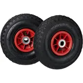 Relaxdays Lot de 8 roues pour diable 3.00-4, roues de rechange, à air, jusqu'à 80 kg, jante en plastique, 260 x 85 mm, roue à air, noir et rouge
