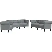 Super Merchant Ensemble de canapés 3 pièces gris clair tissu