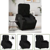 The Living Store Fauteuil relax avec releveur Noir Similicuir