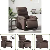 The Living Store Fauteuil relax électrique Marron Similicuir