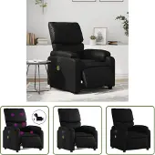 The Living Store Fauteuil de massage électrique noir similicuir