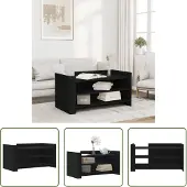 The Living Store Table basse noire 100x50x50 cm bois composite
