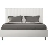 Ityhome - Lit coffre rembourré 160x210 similicuir blanc Agueda