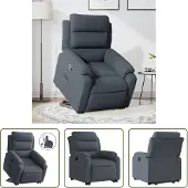 The Living Store Fauteuil relax releveur gris foncé velours