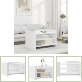 The Living Store Table basse blanche 80x50x50 cm bois composite