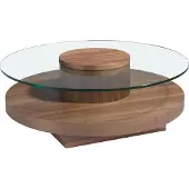Angel Cerdá Table basse ronde en verre trempé et noyer 2052