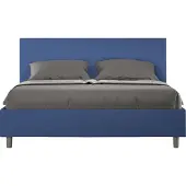 Ityhome - Lit coffre rembourré 160x200 similicuir bleu Adele