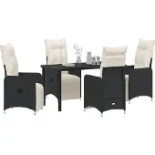 Syfax Ensemble de salle à manger pour jardin 5 pcs Noir polyrotin