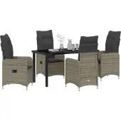 Syfax Ensemble de salle à manger pour jardin 5 pcs Gris polyrotin