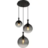 Globo Lighting Suspension en métal noir mat, 3 ampoules LED E27