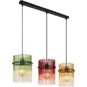 Globo Suspension noire Gorley Verre coloré 3 lumières