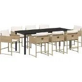 Syfax Ensemble de salle à manger pour jardin 9 pcs Beige polyrotin
