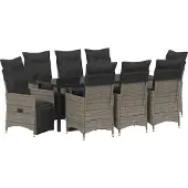 Syfax Ensemble de salle à manger pour jardin 9 pcs Gris polyrotin