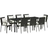 Syfax Ensemble de salle à manger pour jardin 9 pcs Noir polyrotin