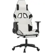 Syfax Chaise de jeu de massage avec repose-pied Blanc&Noir Similicuir