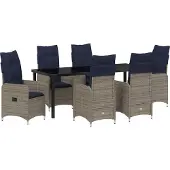 Syfax Ensemble de salle à manger pour jardin 7 pcs Noir polyrotin