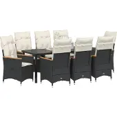 Syfax Ensemble de salle à manger pour jardin 9 pcs Noir polyrotin