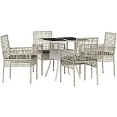 Syfax Ensemble de salle à manger pour jardin 5 pcs Gris clair