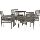 Syfax Ensemble de salle à manger pour jardin 5 pcs Gris polyrotin