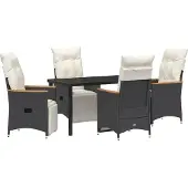 Syfax Ensemble de salle à manger pour jardin 5 pcs Noir polyrotin