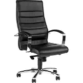 Topstar Siège de bureau pivotant, assise L x P x H 480 x 500 x 420-550 mm, dossier 680 mm de haut, mécanisme basculant, cuir noir, accoudoirs inclus
