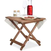 Relaxdays Table pliante en bois , pour le salon, le balcon et la terrasse, portable, stable, table d'appoint : 50 x 50 x 50 cm, marron