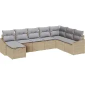 Syfax Ensemble de Canapés avec coussin 8 pcs Beige polyrotin