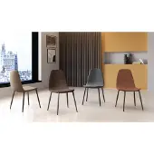 STONES Brigitte Chaise en éco-cuir gris tourterelle 4 pcs