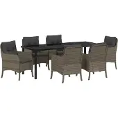 Syfax Ensemble de salle à manger pour jardin 7 pcs Gris polyrotin