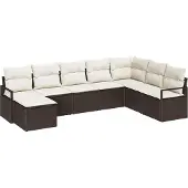 Syfax Ensemble de Canapés avec coussin 8 pcs Marron polyrotin