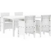 Syfax Ensemble de salle à manger pour jardin 5 pcs Blanc Rattan Polt