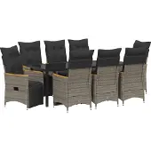 Syfax Ensemble de salle à manger pour jardin 9 pcs Gris polyrotin