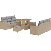 Syfax Ensemble de canapé de jardin 9 pcs Beige polyrotin