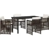 Syfax Ensemble de salle à manger pour jardin 5 pcs Marron