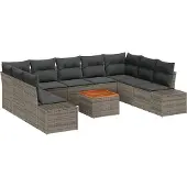 Syfax Ensemble de canapé de jardin avec stockage 10 pcs Gris
