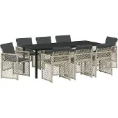 Syfax Ensemble de salle à manger pour jardin 9 pcs Gris clair